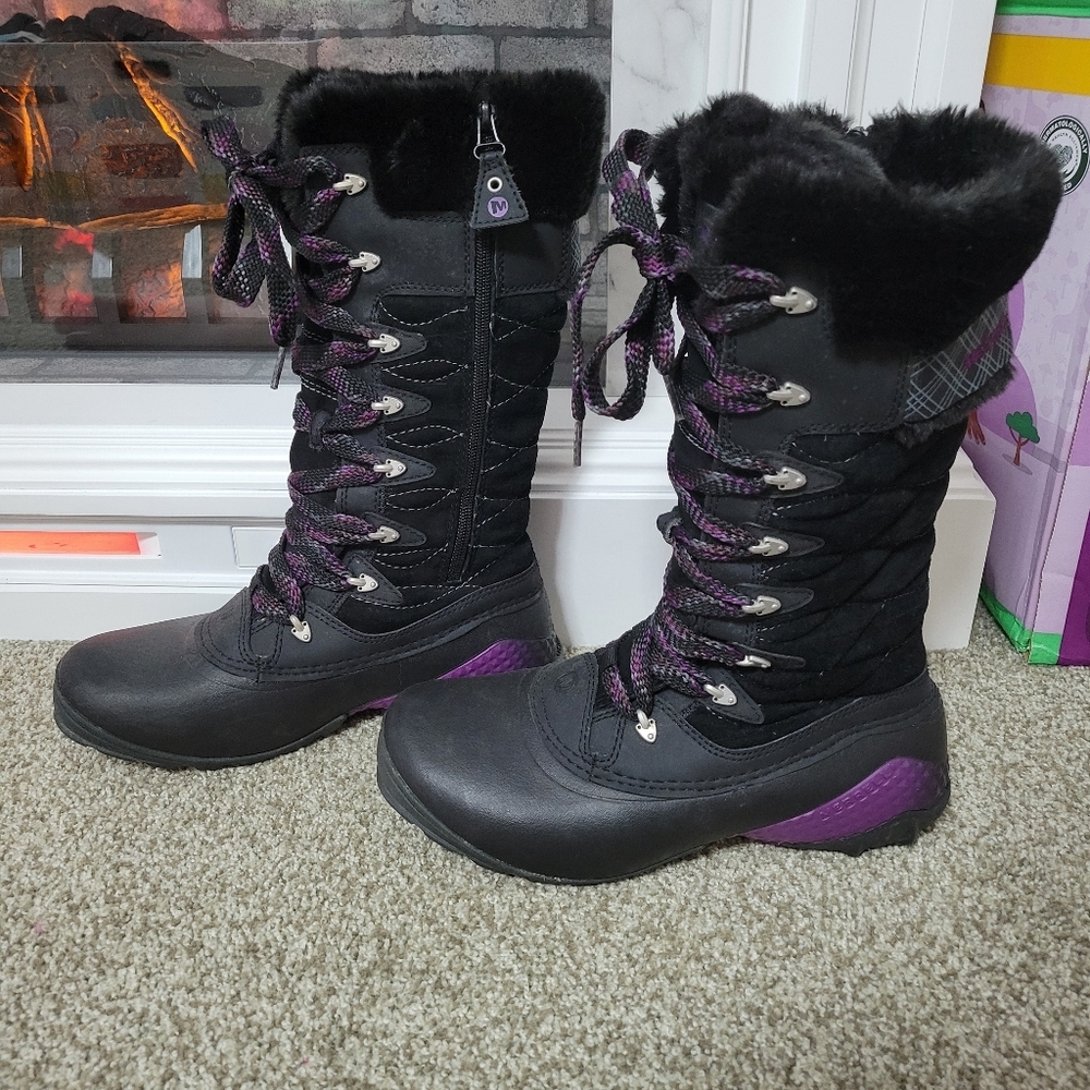 Merrell Women's Black and Purple Winterbelle Opti-warm Boots, Size 7.5